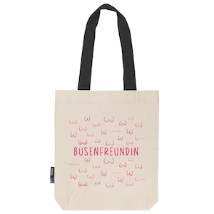 Busenfreundin 1.0 | natur/schw. mit pink | Stofftasche aus Fairtrade Bio- Baumwolle mit langen Henkeln | Tote Bag | Canvas Bag | Twill Bag