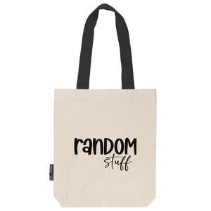 Jutebeutel Stoffbeutel | feste Stofftasche aus Fairtrade Bio- Baumwolle mit langen Henkeln | random stuff | natur mit schwarz