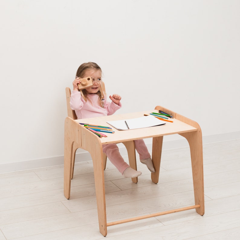 Toddler Wood Table and Chair, Montessori Table, Wood Chair Table, Activity Table, Baby Christmas Gift, Christmas Gift for Kids, Toddler Gift image 1