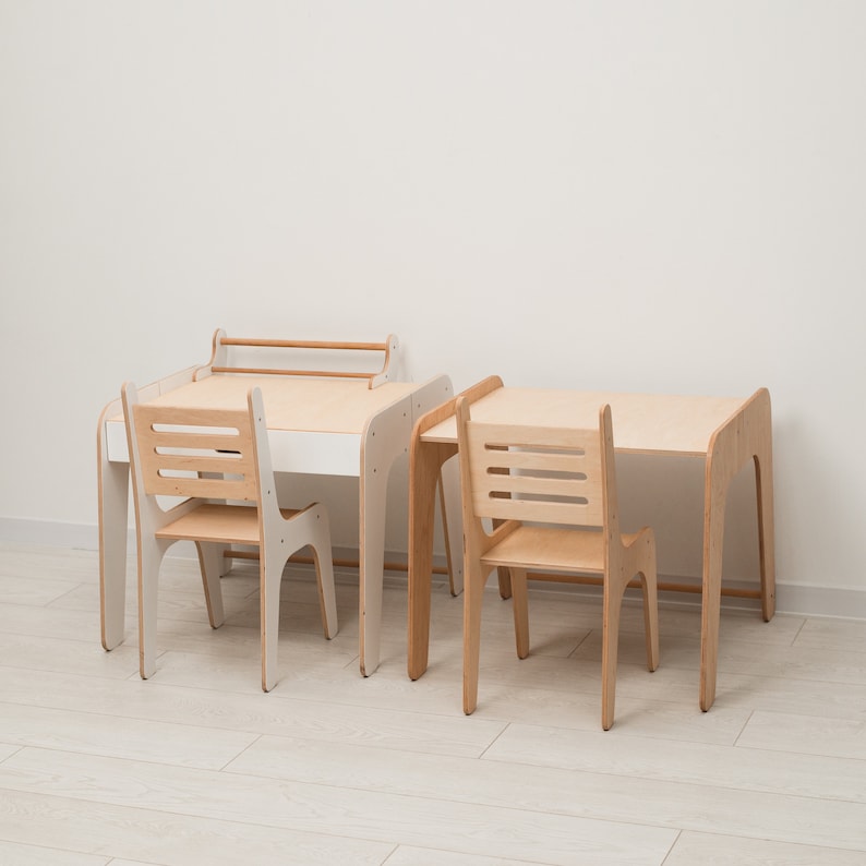 Preschool Learning Table and Chairs, Montessori Kids Desk, Activity
