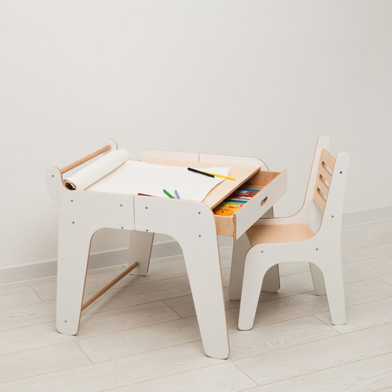 Preschool Learning Set, Activity Table for Kids, Montessori Furniture, Montessori Table and Chair, Toddler Table Chair , Playroom Furniture image 1
