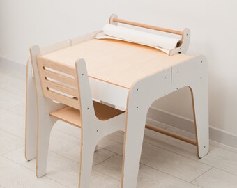 Montessori Table and Chair for Kids, Toddler Desk and Chair, Wooden Kids Furniture, Montessori Kids Desk, Montessori Activity, Preschool