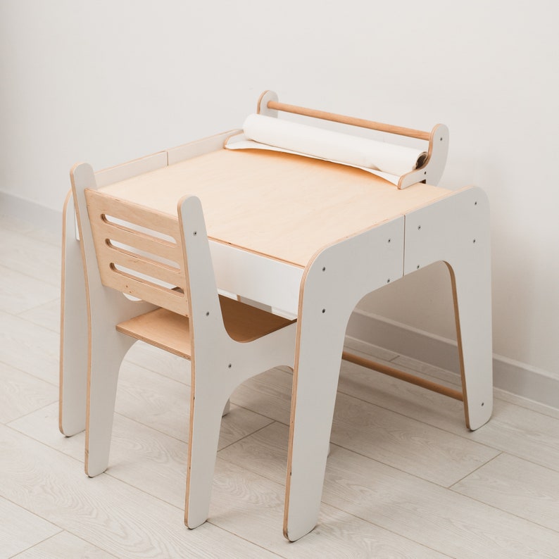 Kids Desk and Chair, Preschool Learning Set, Activity Table for Kids, Montessori Furniture, Montessori Table and Chair, Kids Table and Chair image 4