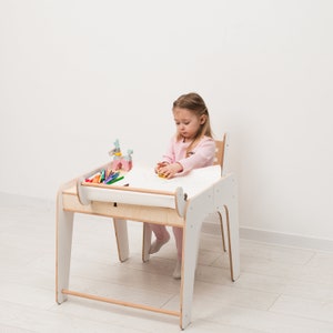 Kids Desk and Chair, Preschool Learning Set, Activity Table for Kids, Montessori Furniture, Montessori Table and Chair, Kids Table and Chair image 9