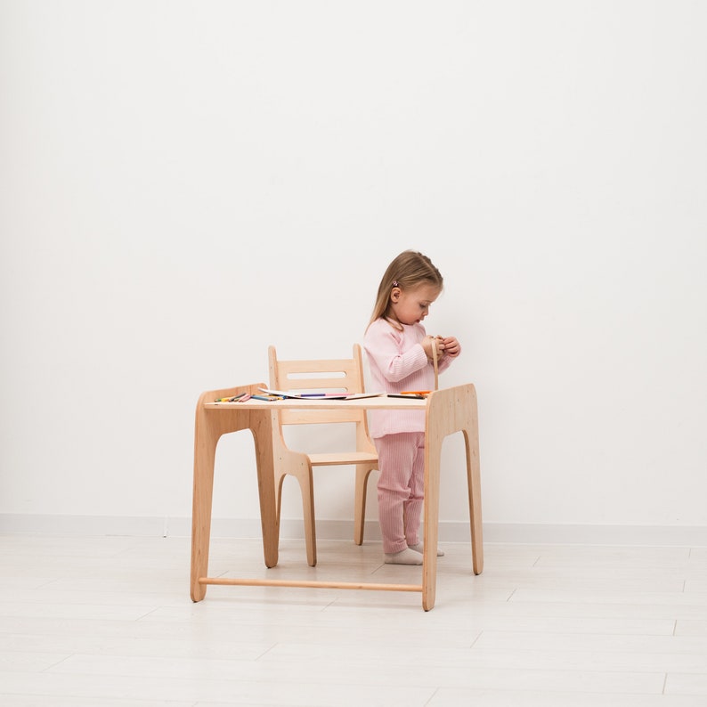 Toddler Wood Table and Chair, Montessori Table, Wood Chair Table, Activity Table, Baby Christmas Gift, Christmas Gift for Kids, Toddler Gift image 6