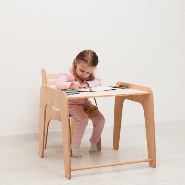 Tavolo e sedie per bambini, scrivania per bambini, mobili in età prescolare, tavolo da gioco per bambini, regalo in legno per bambino, regalo in legno per bambini, mobili per la scuola materna