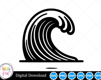 Wave Silhouette Vector Image with SVG, eps, pdf, png, pdf, and jpg, Instant Digital Download