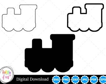 Train Silhouette with Two Outlines | Train SVG Train Outline SVG | Train Cut Files