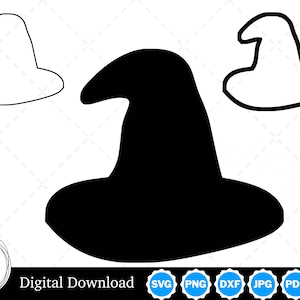 Witch Hat Silhouette with Two Outlines | Witch Hat SVG Witch Hat Outline SVG | Witch Hat Cut Files