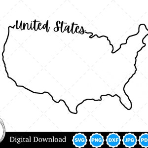 Design de contorno dos Estados Unidos, PNG dos Estados Unidos, SVG dos Estados Unidos, arquivos cortados dos Estados Unidos, design de download digital