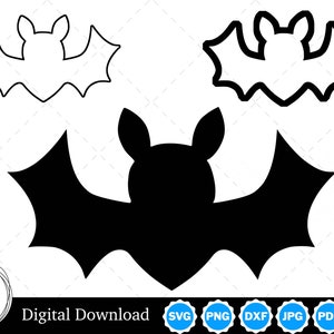 Sylwetka nietoperza z dwoma konturami | Nietoperz SVG Nietoperz Kontur SVG | Pliki do cięcia nietoperza