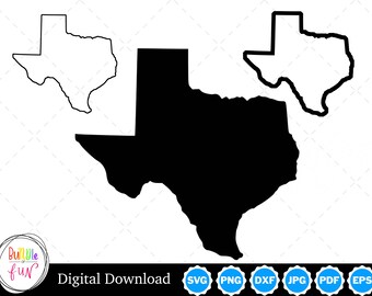 State of Texas Silhouette with Two Outlines | Texas State SVG Texas SVG Texas Outline SVG | Texas State Cut Files