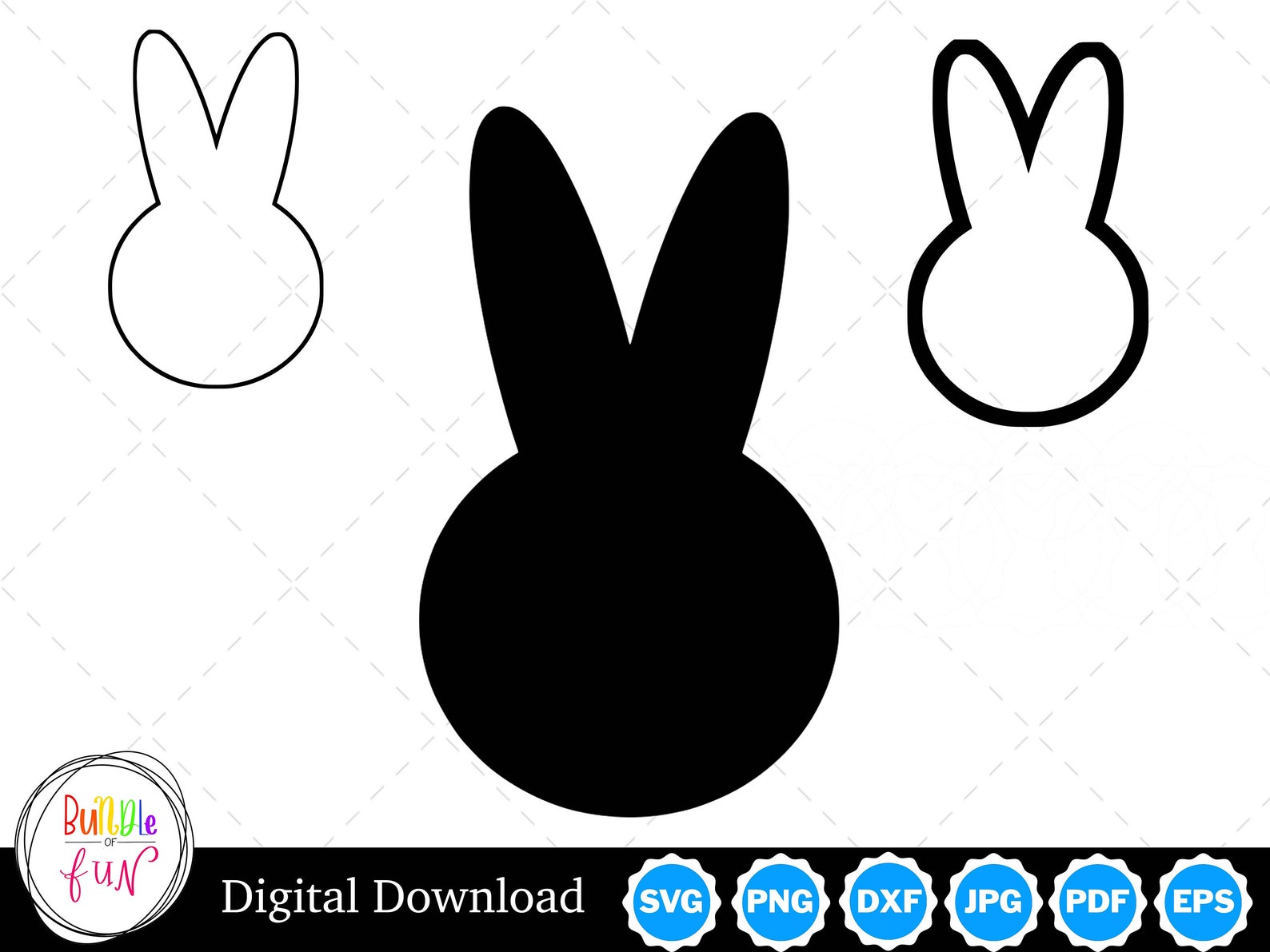 Osterhase Hase Gesicht/Kopf Silhouette mit zwei Umrissen Osterhase Hase