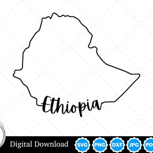 Ethiopia Outline Design, Ethiopia PNG, Ethiopia SVG, Ethiopia Cut Files, Digital Download Design