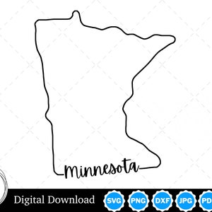 Bundesstaat Minnesota Umriss Design, Minnesota PNG, Minnesota SVG, Minnesota Schnittdateien, digitaler Download Design