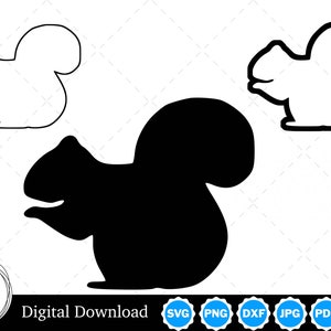 Squirrel Silhouette with Two Outlines | Squirrel SVG Squirrel Outline SVG | Squirrel Cut Files