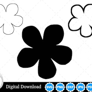 Silhueta de flor com dois contornos | Flor SVG Contorno de flor SVG | Arquivos de corte de flores