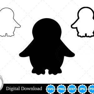 Penguin Silhouette with Two Outlines | Penguin SVG | Penguin Cut Files