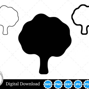 Tree Silhouette with Two Outlines | Tree SVG Tree Outline SVG | Tree Cut Files, Tree Cricut