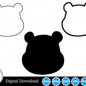 Silhouette de Winnie l'ourson avec deux contours | Winnie l'ourson SVG Contour Winnie l'ourson | Winnie l'ourson Couper des fichiers