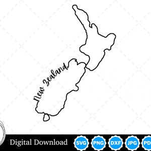 New Zealand Outline Design, New Zealand PNG, New Zealand SVG, New Zealand Cut Files, Digital Download Design