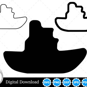 Boat Silhouette with Two Outlines | Boat SVG Boat Outline SVG | Boat Cut Files, Boat Cricut