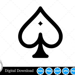 Spade Symbol Silhouette Vector Image with SVG, eps, pdf, png, pdf, and jpg, Instant Digital Download