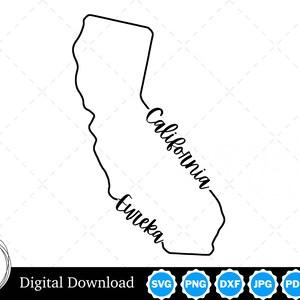Diseño de California, SVG de California, contorno de California, archivos de corte de California, Cricut y Silhouette de California