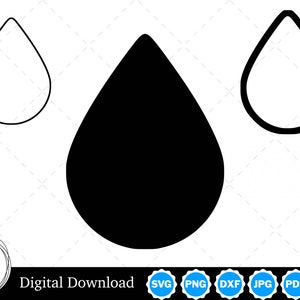 Silhouette di goccia d'acqua con due contorni / SVG goccia d'acqua SVG contorno goccia d'acqua / File di taglio goccia d'acqua, Cricut goccia d'acqua