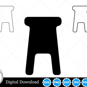 Bar Stool Silhouette with Two Outlines | Bar Stool SVG Bar Stool Outline SVG | Bar Stool Cut Files, Bar Stool Cricut