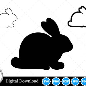 Silhueta de coelho com dois contornos | Coelho SVG Coelho SVG | Arquivos de corte de coelhinho