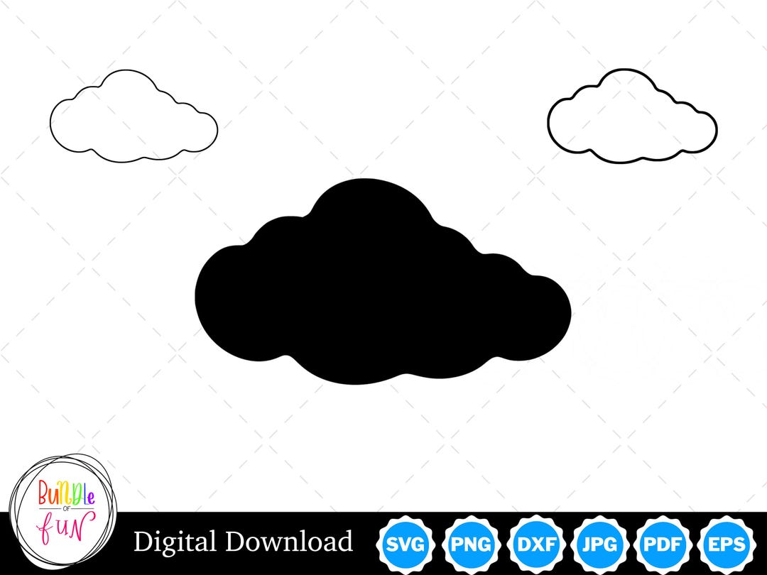 Cloud Silhouette With Two Outlines | Cloud SVG Cloud Outline SVG ...