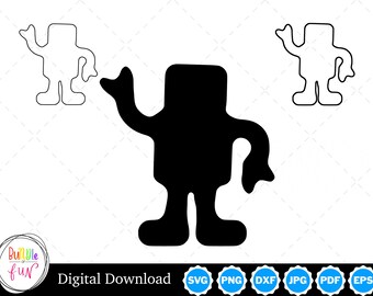 Robot Silhouette with Two Outlines | Robot SVG Robot Outline SVG | Robot Cut Files, Robot Cricut