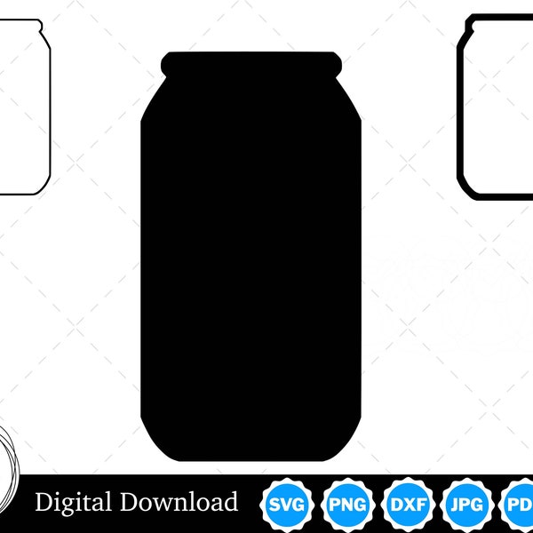 Beer Can Silhouette with Two Outlines | Beer Can SVG Beer Can Outline SVG Soda Can SVG| Beer Can Cut Files