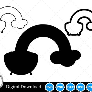 Pote de ouro silhueta do arco-íris com dois contornos | Pote de Ouro Arco-Íris SVG | Arquivos de corte arco-íris pote de ouro