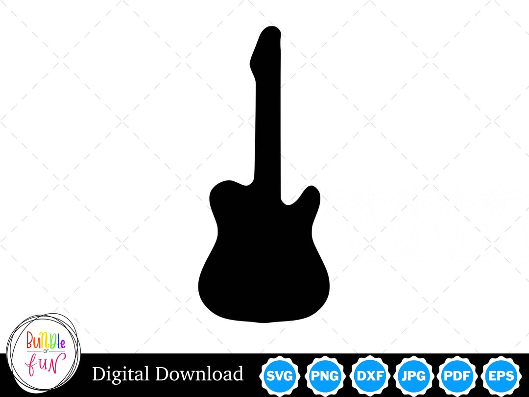 Electric Guitar Silhouette With Two Outlines Electric Guitar SVG