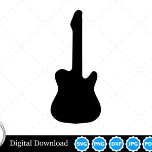 Electric Guitar Silhouette with Two Outlines | Electric Guitar SVG Electric Guitar Outline SVG | Electric Guitar Cut Files