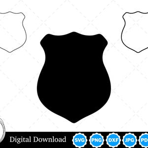 Police Badge Silhouette with Two Outlines | Police Badge SVG Police Badge Outline SVG | Police Badge Cut Files, Police Badge Cricut