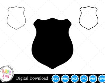 Police Badge Silhouette with Two Outlines | Police Badge SVG Police Badge Outline SVG | Police Badge Cut Files, Police Badge Cricut
