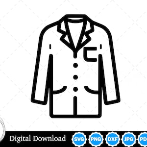 Puede incluir: Un dibujo en blanco y negro de un blazer con un bolsillo y botones. El blazer es una prenda de vestir común que se usa para ocasiones formales.