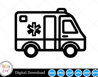 Ambulance Silhouette Vector Image with SVG, eps, pdf, png, pdf, and jpg, Instant Digital Download