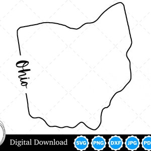 State of Ohio Outline Design, Ohio PNG, Ohio SVG, Ohio Cut Files, Digital Download Design