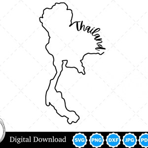 Thailand Outline Design, Thailand PNG, Thailand SVG, Thailand Cut Files, Digital Download Design