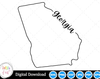 State of Georgia Outline Design, Georgia PNG, Georgia SVG, Georgia Cut Files, Digital Download Design