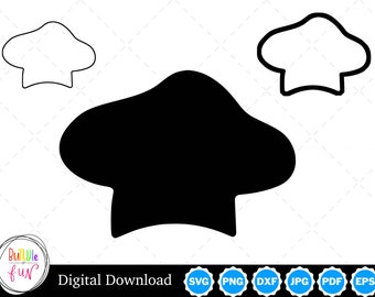 Chef Hat Silhouette with Two Outlines | Chef Hat SVG Chef Hat Outline SVG | Chef Hat Cut Files, Chef Hat Cricut