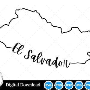 El Salvador Outline Design, El Salvador PNG, El Salvador SVG, El Salvador Cut Files, Digital Download Design