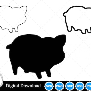 Pig Silhouette with Two Outlines | Pig SVG Pig Outline SVG | Pig Cut Files