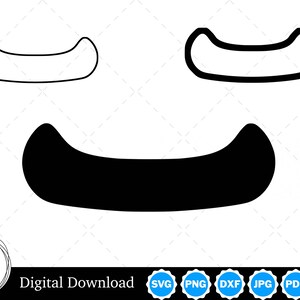 Canoe Silhouette with Two Outlines | Canoe SVG Canoe Outline SVG | Canoe Cut Files, Canoe Cricut