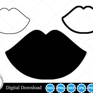 Lips Silhouette with Two Outlines | Lips SVG Lips Outline SVG | Lips Cut Files