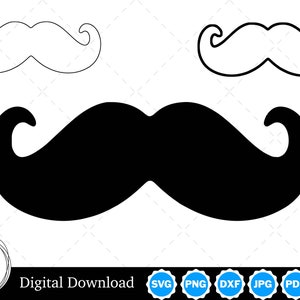 Mustache Silhouette with Two Outlines | Mustache SVG | Mustache Cut Files